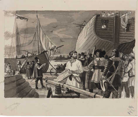 Бургункер Е.О. Эскиды иллюстраций к книге «Хождение за три моря Афанасия Никитина». 1940.